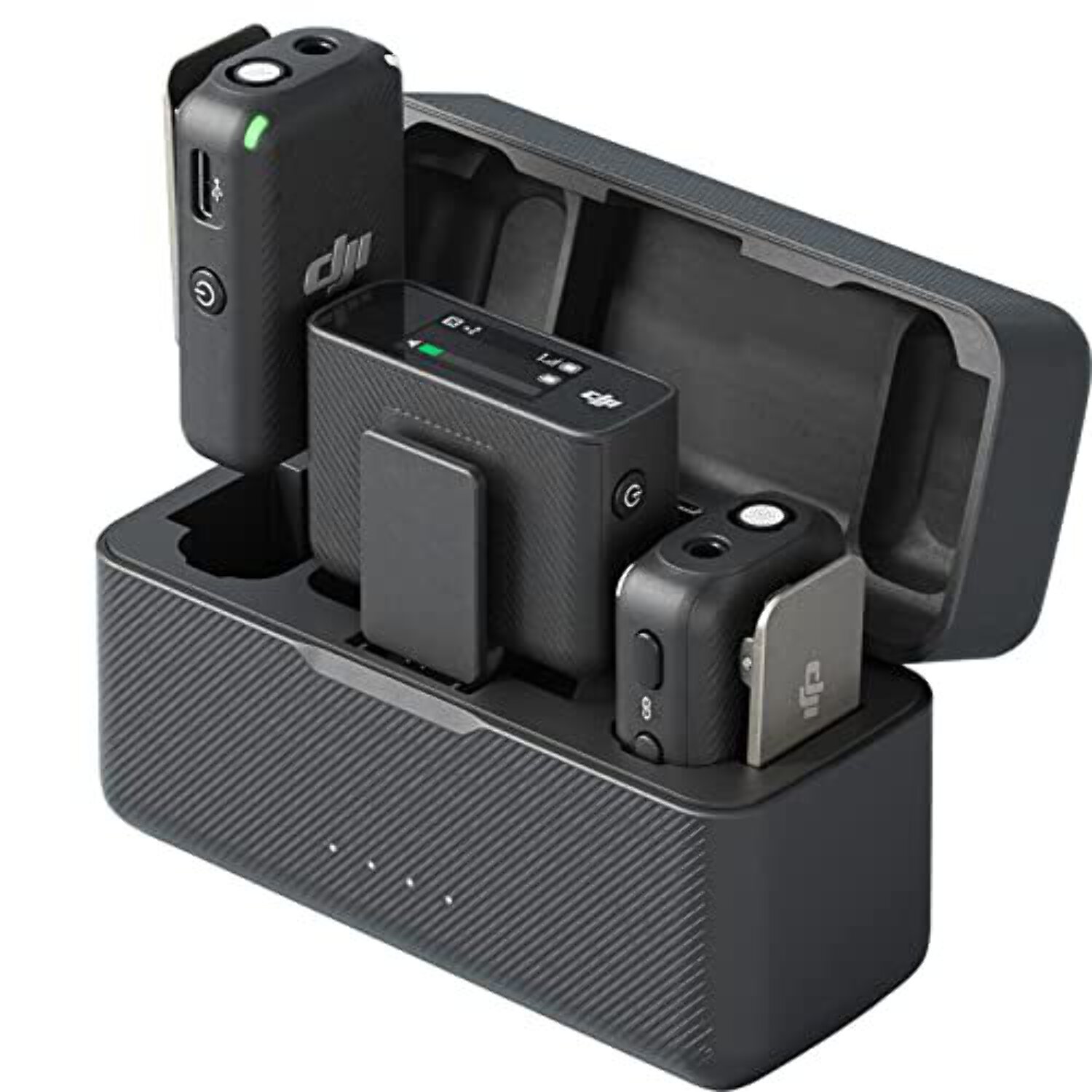 DJI Mic (2 TX + 1 RX + Charging Case), Wireless Lavalier Microphone, 250m (820 ft.) Range, 15-Hour Battery, Noise Cancellation