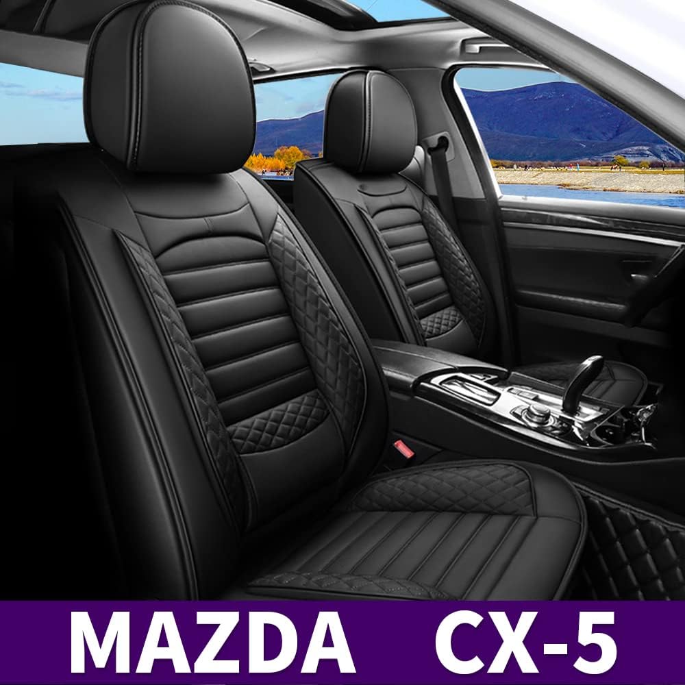 JIAMAOXIN Custom Fit for Mazda CX-5 2013-2021 Car Seat Covers Full Set 5 Seats Waterproof Faux Leather Car Seat Cushion Protector Compatible Airbag