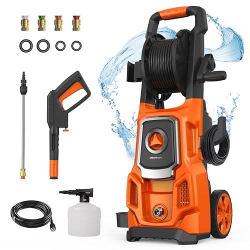 Electric Pressure Washer, Power 5000 Max PSI, 3.6 GPM Power Washer Machine with Hose Reel,4 Quick Connect Nozzles, Foam Cannon, for Cars, Patios