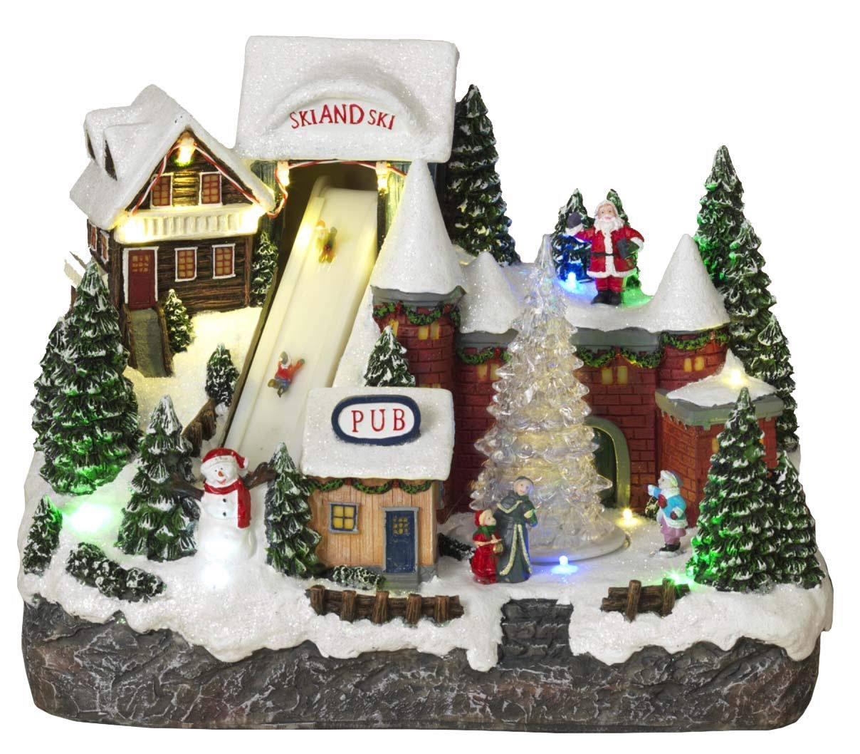 Gerson Musical Animated Christmas Winter Ski Village