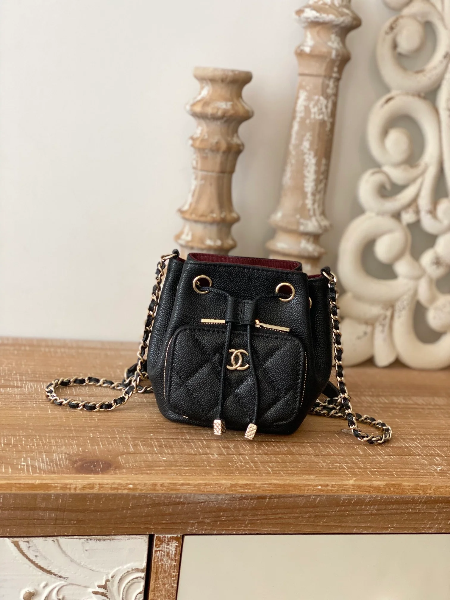 Chanel Mini Bucket Bag With Strap Black For Women, Women&rsquo;s Bags 4.9in/12.5cm