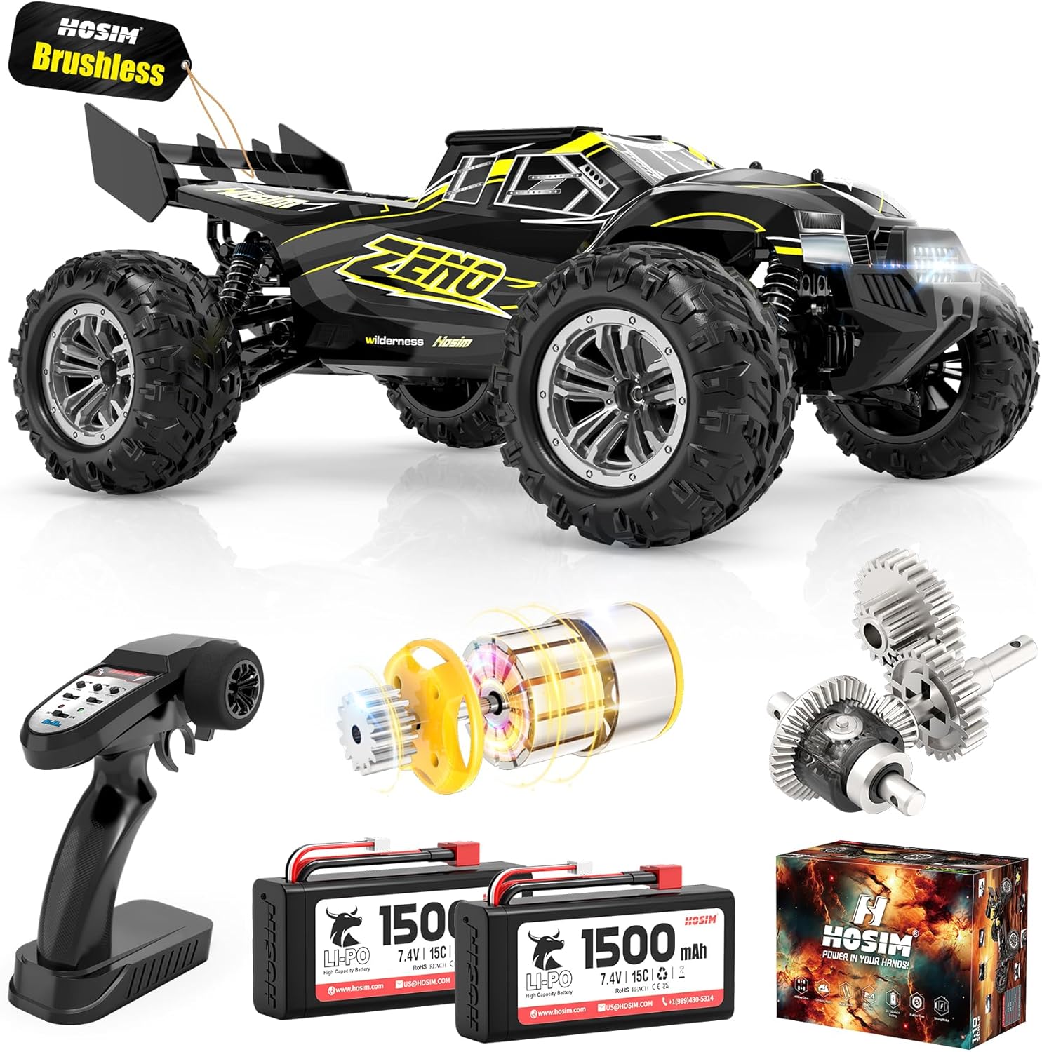 Hosim 1: 10 Brushless Rc Cars for Adults, Max 39+MPH Fast Remote Control Car for Boy