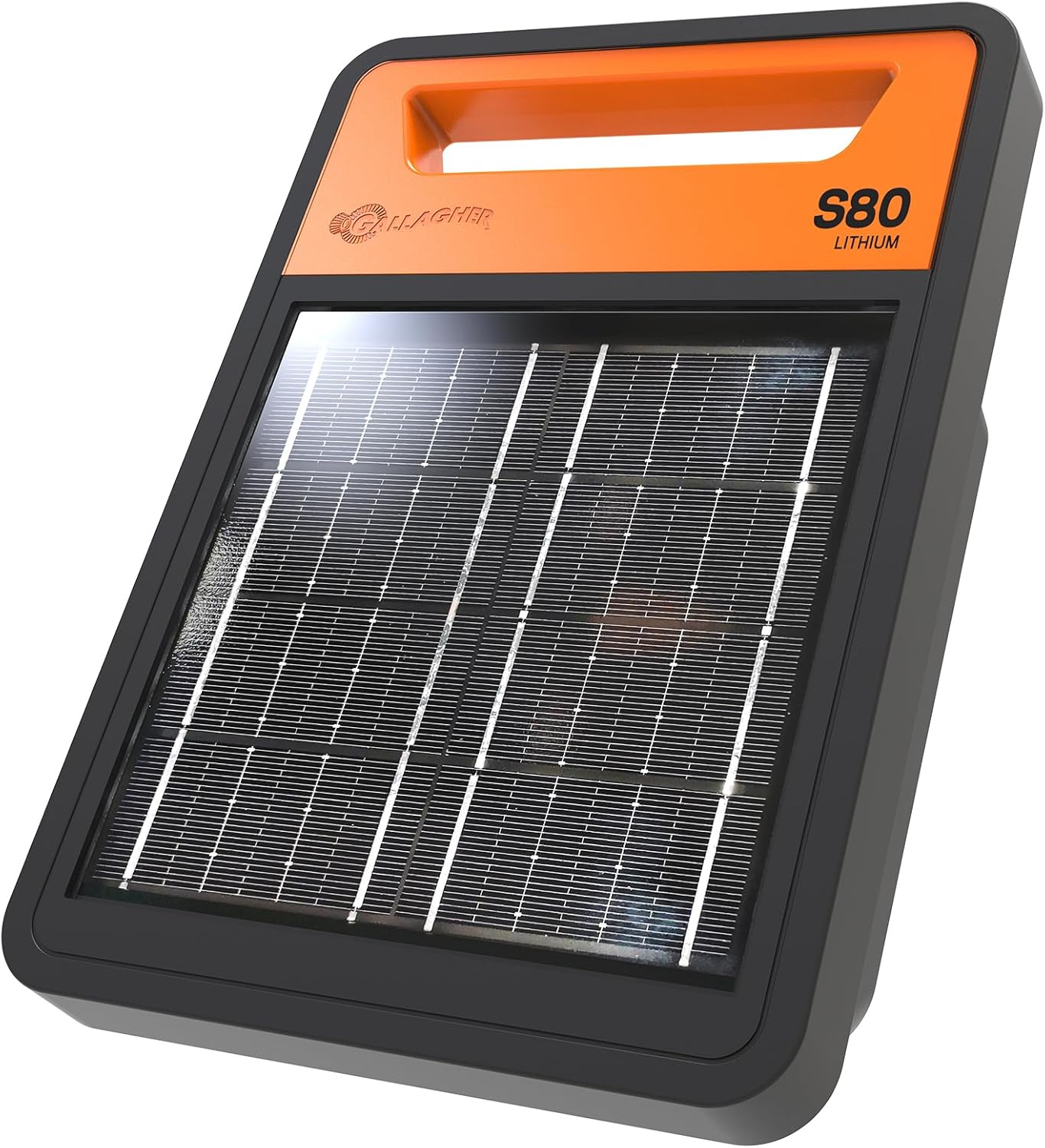 Gallagher S80 Solar Electric Fence Charger | Powers Up to 30 Miles / 100 Acres of Fence | Solar Lithium Technology | 0.8 Joule Solar Energizer for