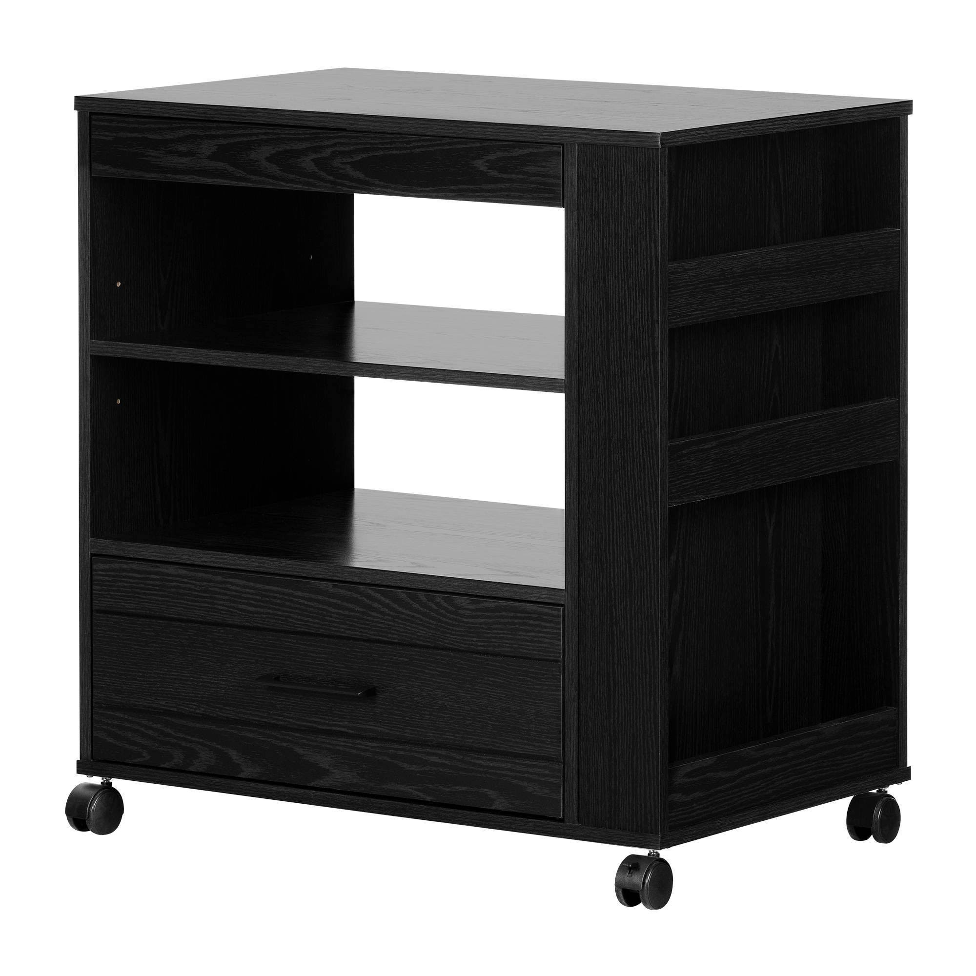 South Shore Vietti Microwave Cart on Wheels , Black Oak