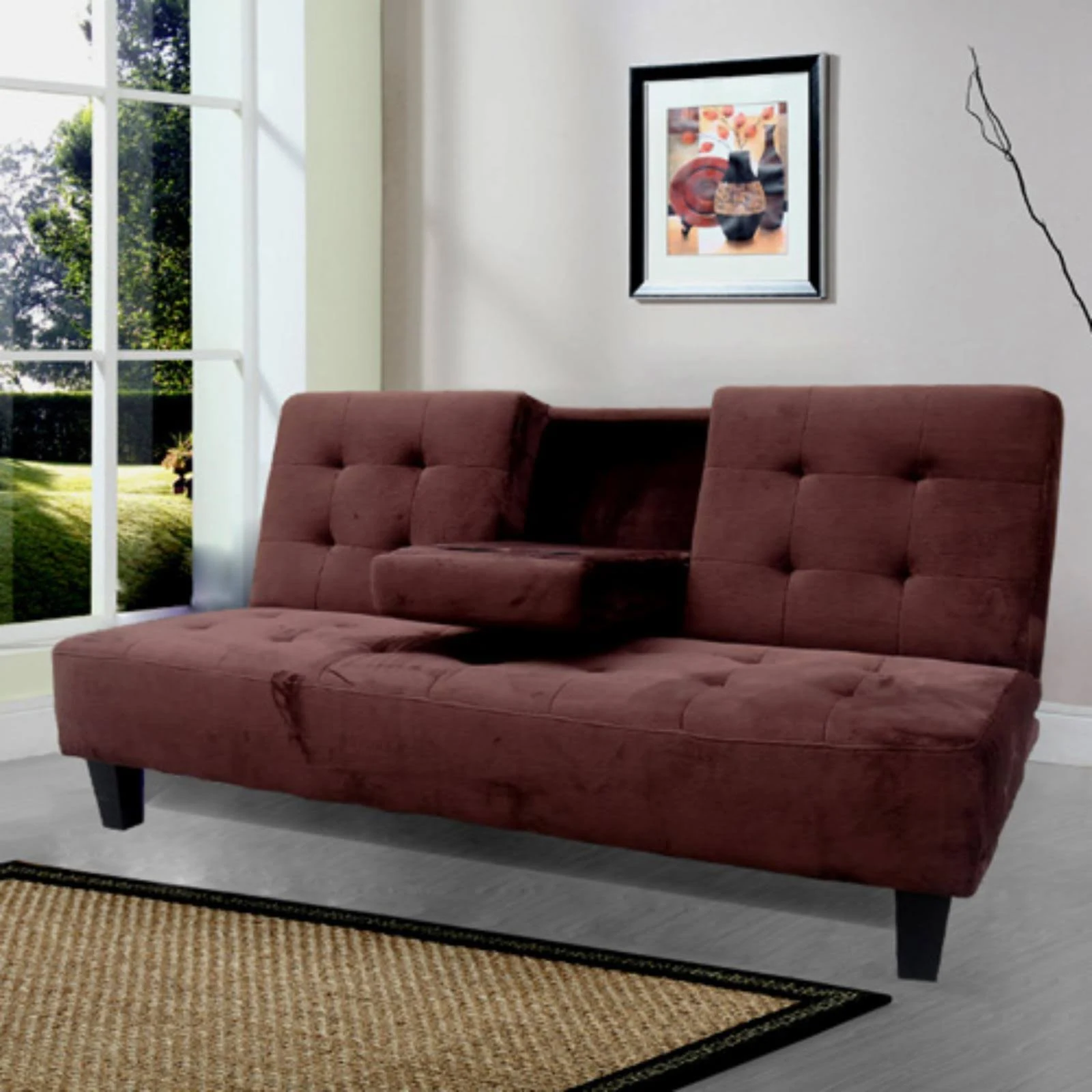 Milton Greens Stars Madrid Futon Sofa Bed with Cup Holder, Brown 7501BR