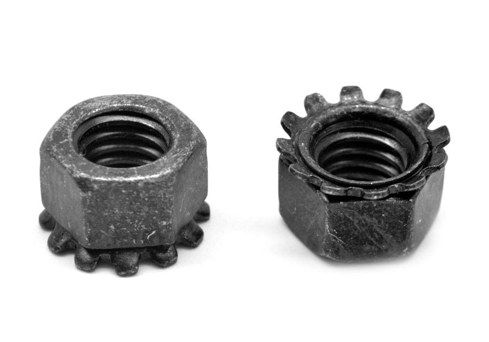 5/16-18 Coarse Thread Keps Nut / Star Nut with External Tooth Lockwasher Low Carbon Steel Black Oxide