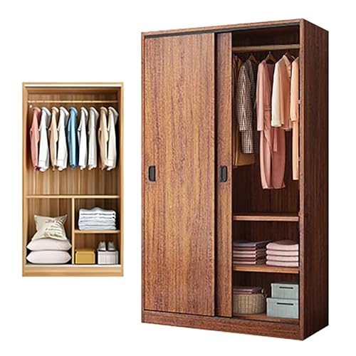 Armoire Wardrobe Closet Cabinet with Sliding Door,Freestanding Bedroom Closet Wardrobe with Shelves & Hanging Rods