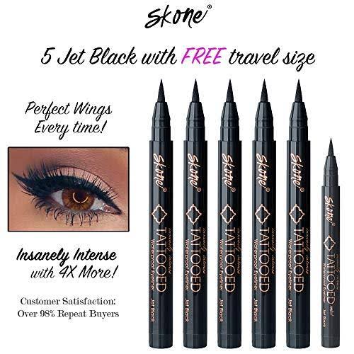 Skone Insanely Intense Tattooed Eyeliner - Smudge Proof, Sweat Proof, 5 PC (Jet