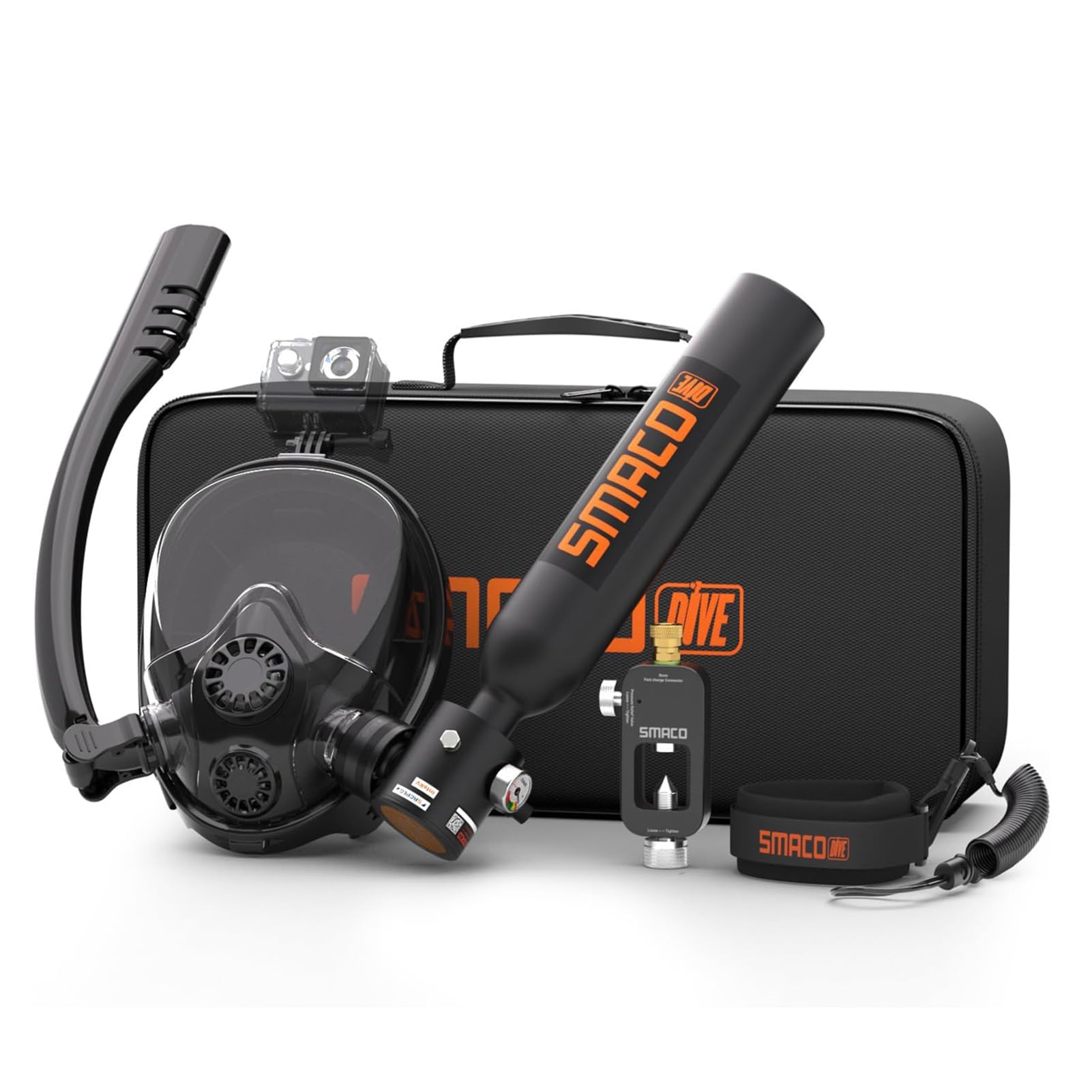 SMACO S300P Scuba Tank with Sub-Mask Mini Scuba Tank 0.5L Provide About 6 Minutes Underwater Breath Within 30ft Diving Depth