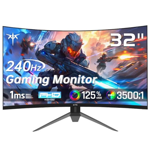 KTC 32 Inch 240Hz Curved Gaming Monitor, FHD 1080P 1500R HDR Gaming PC Monitor, FreeSync, Ultra-Fast 1ms Monitor for Gamer, 3500:1 Contrast