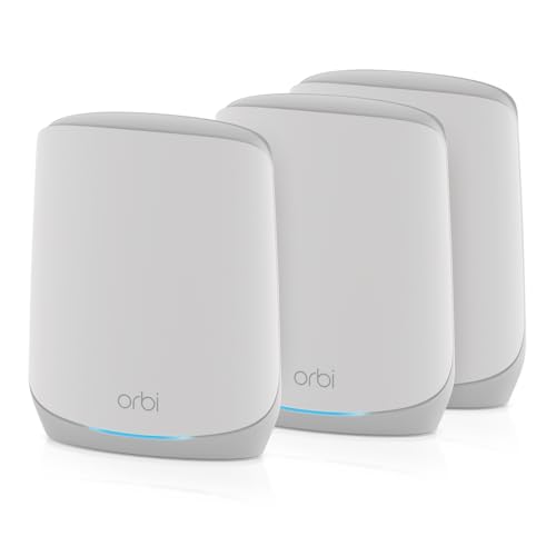 NETGEAR Orbi Whole Home Tri-Band WiFi 6 Mesh Network System (RBK663) &ndash; Router with 2 Satellite Extenders, Security Features, Coverage up to 6