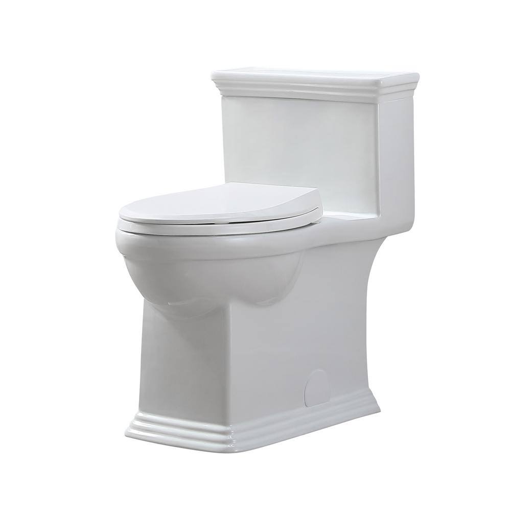 Glacier Bay Erica 12 in. Rough-In 1-Piece 1.28 GPF Single Flush Elongated Toilet in White and Seat Included GBTO102