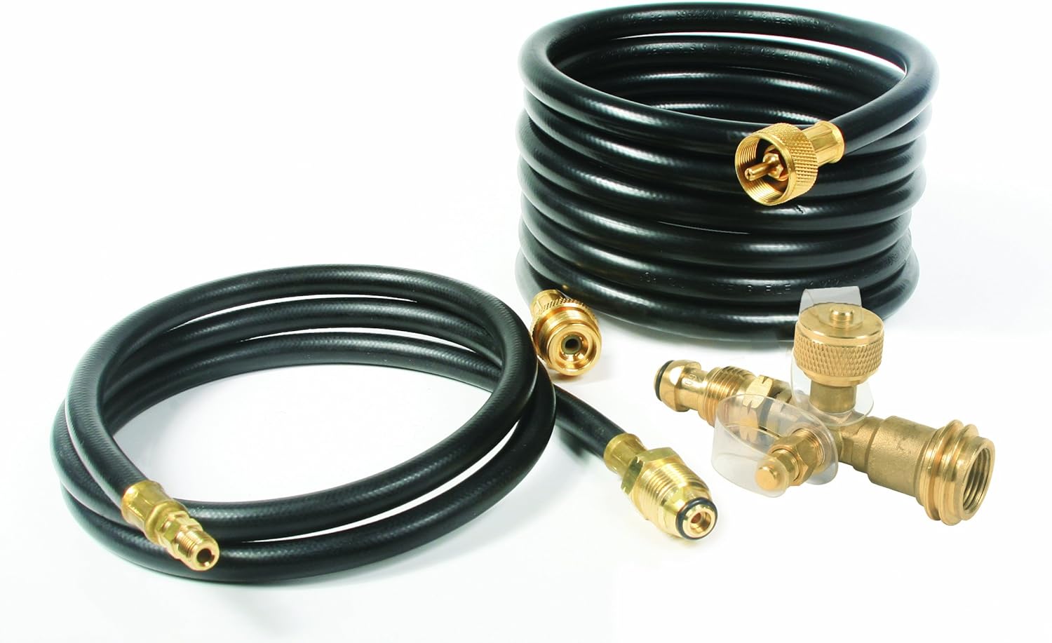 Camco Propane Brass 4 Port Tee- Comes with 5ft and 12ft Hoses
