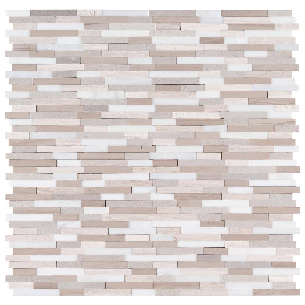 MSI Arctic Storm Interlocking 3D Peel and Stick 12 in. x 12 in. x 6mm Honed Marble Mosaic Tile (15 Sq. ft. / CASE)