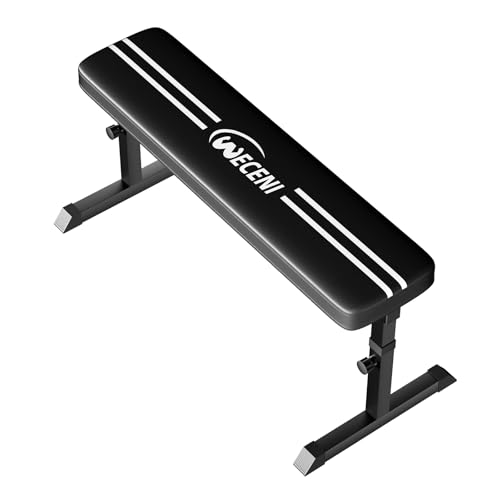 Black Flat weight Bench, Bench workout, Easy Assembly for Training Bench Press with adjustable height