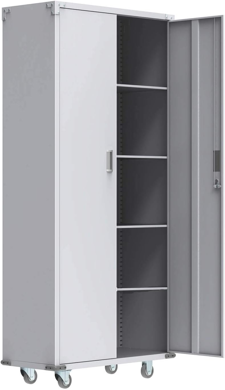 VINGLI Steel Storage Cabinet 72-Inch Metal Cabinets with Doors and Adjustable Shelves for Garage, Kitchen, Office and Laundry Room