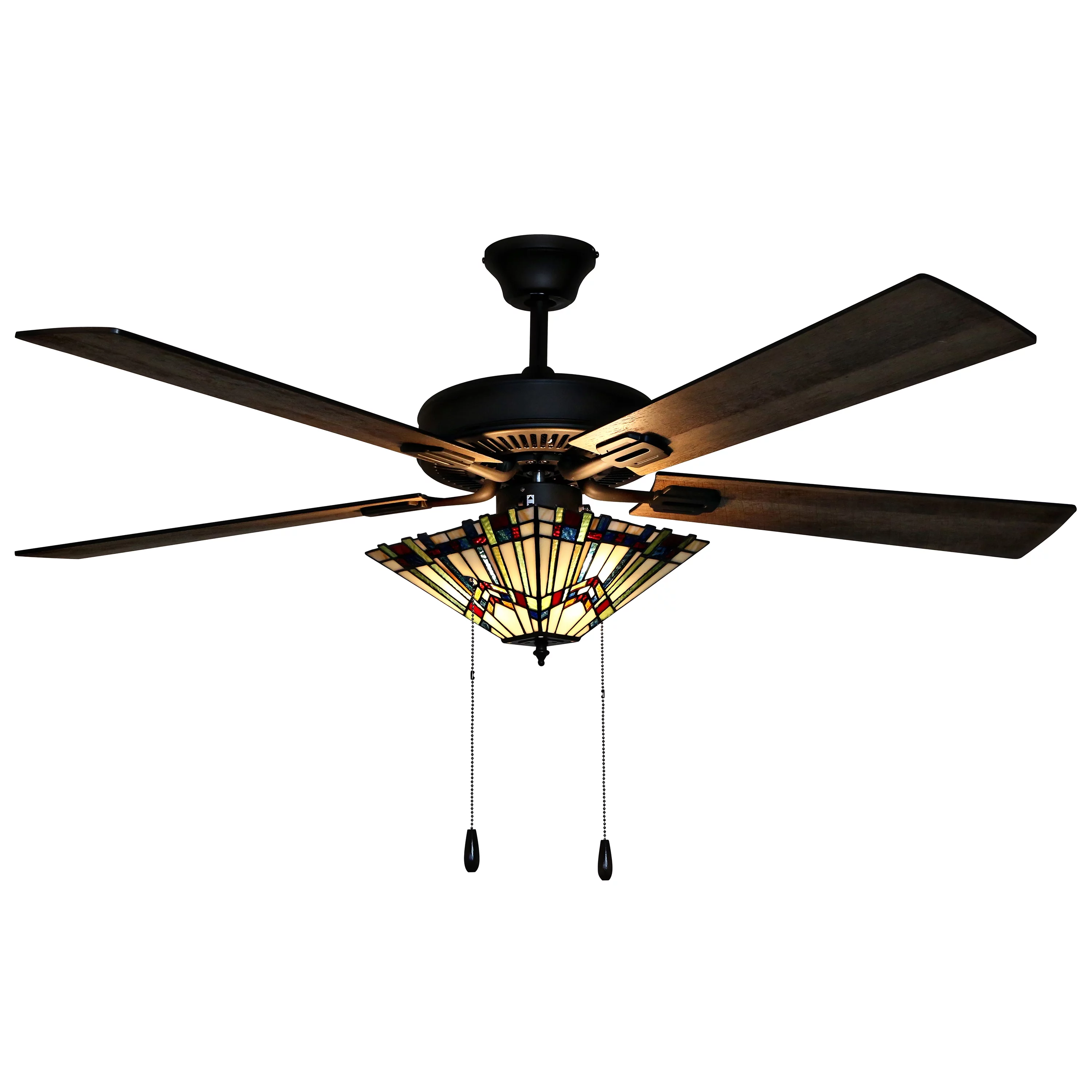 River of Goods 52" Geometric Abstraction Stained Glass LED Ceiling Fan with Light
