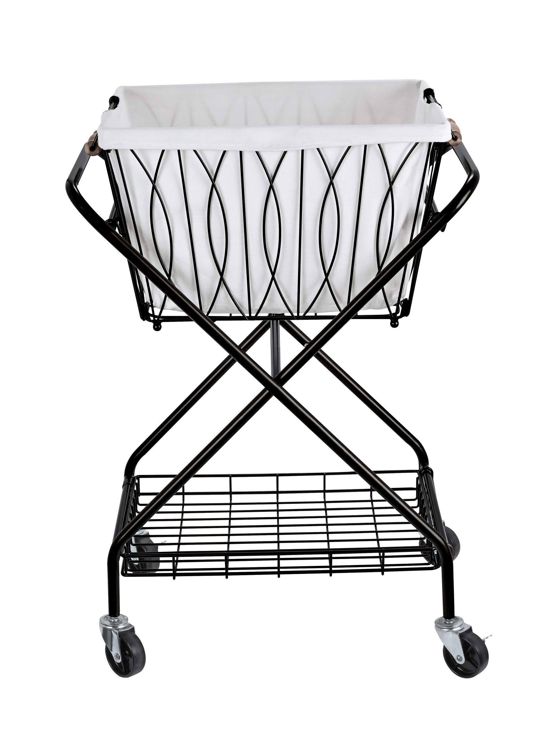 Artesa Verona Collapsible Laundry Cart with Basket, Black