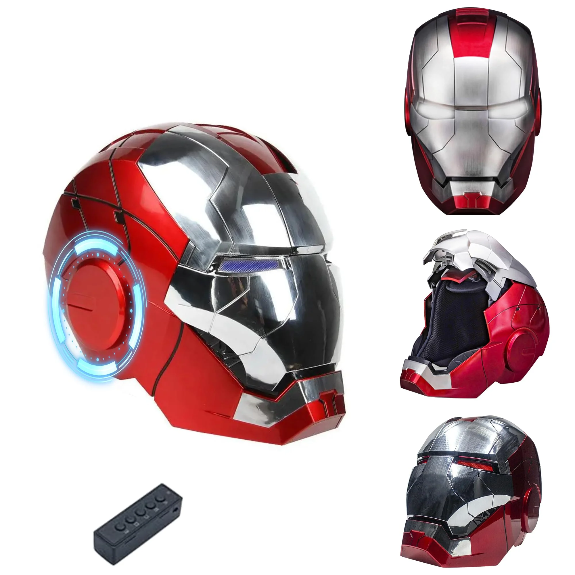 Iron Man Helmet Electronic MK5 Helmet Wearable Iron-man Mask with Sounds & LED Eyes 1:1 model, Silver