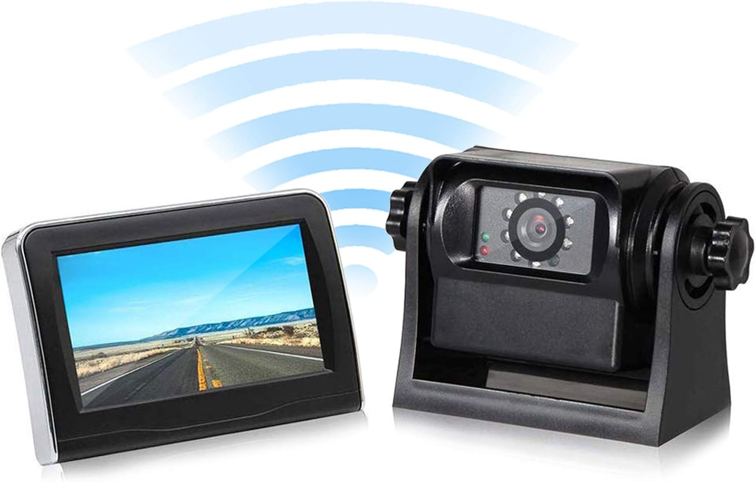 EWAY WiFi Wireless Magnetic Trailer Hitch Backup Rear View Camera & 4.3 inch LCD Monitor Safety Battery Powered for Gooseneck Horse Boat Travel