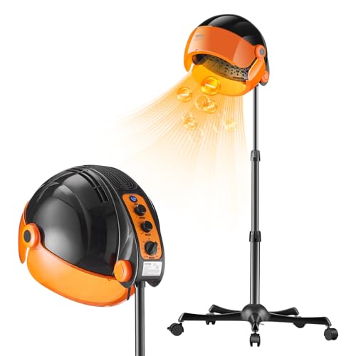 VEVOR Hooded Hair Dryer with Variable Speed & Temperature Adjustment, 1875W Ionic Bonnet Hair Dryer, Sit Under Hair Dryer with Timer