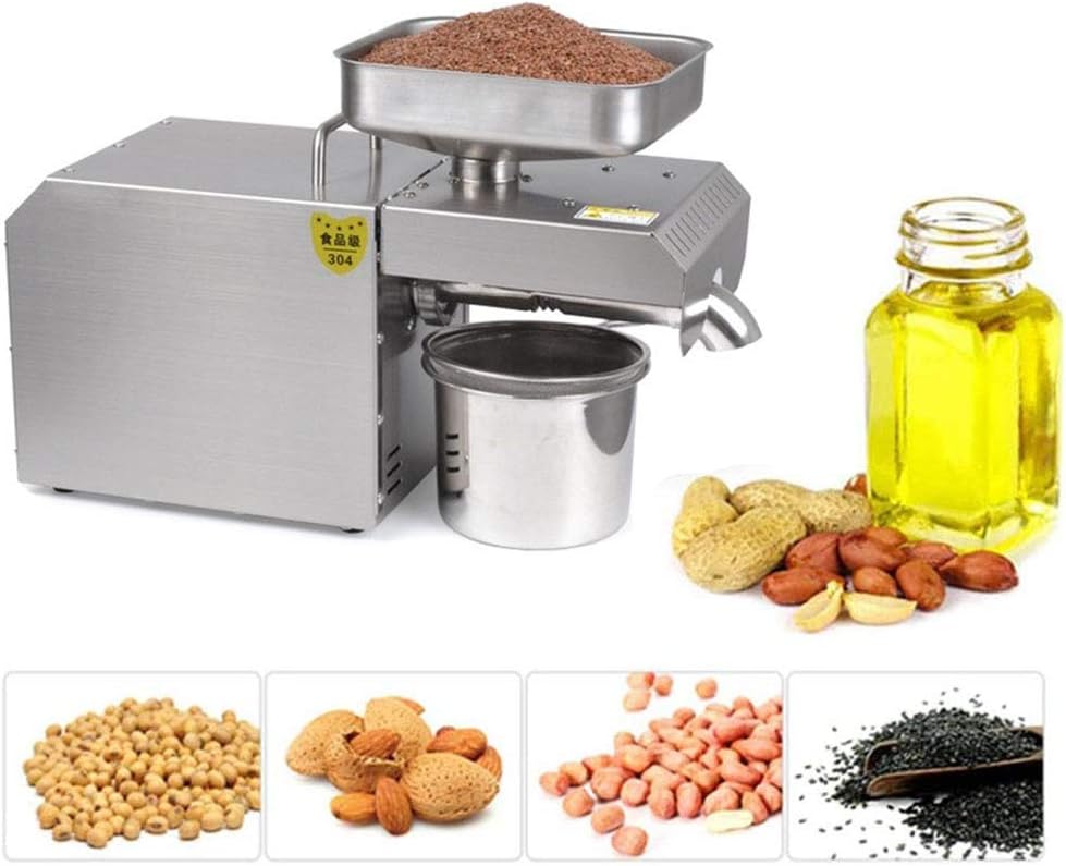 Commercial Machine Cold/Hot Nut Oil Extractor 304 Stainless Steel Oil Expeller Electric Automatic Oil Mill for Peanut Coconut Olive Etc 610W