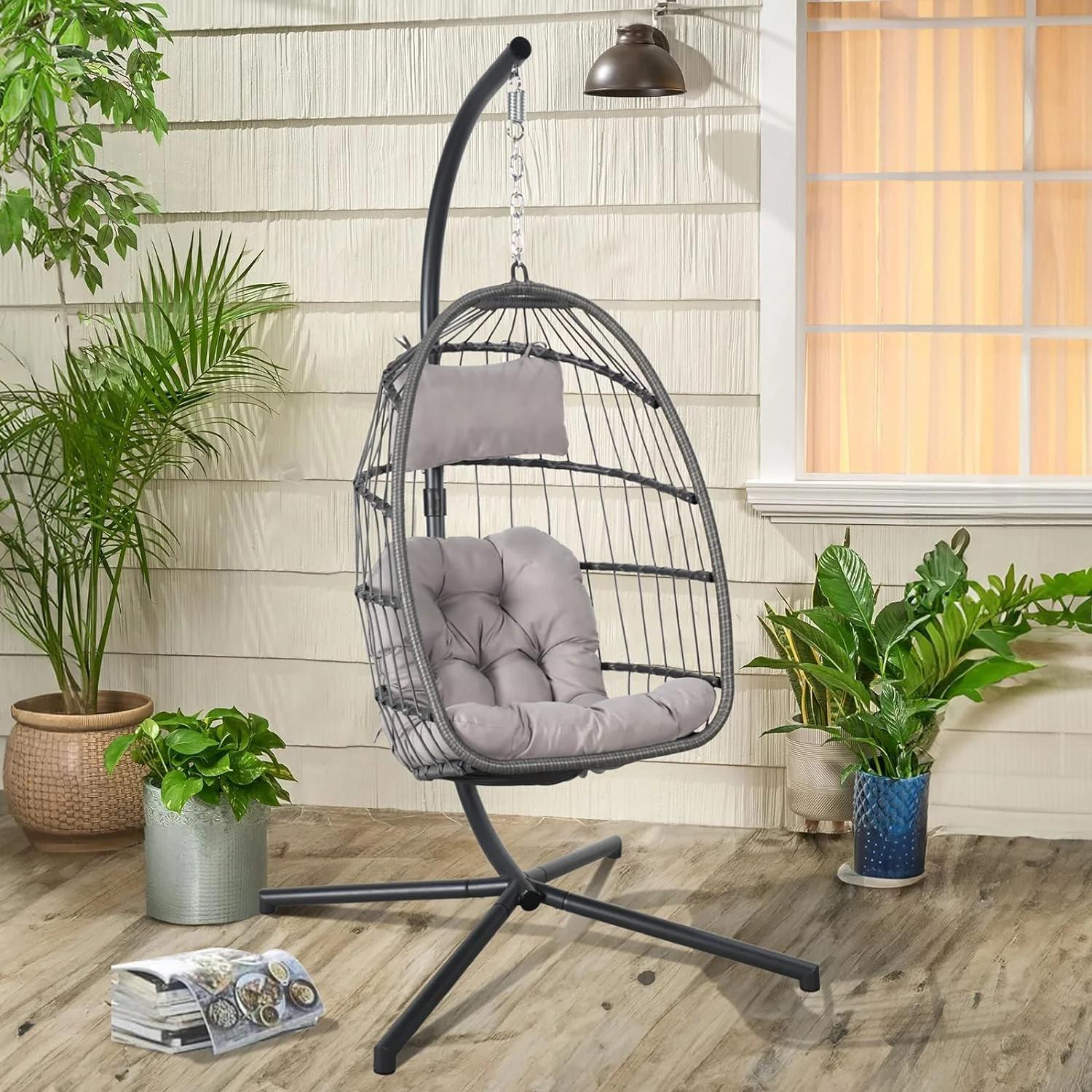 2-Pack Outdoor Floor Solar Light, All-Weather Wicker Patio Lamp, Outdoor/Indoors Lamp, Dark brown
