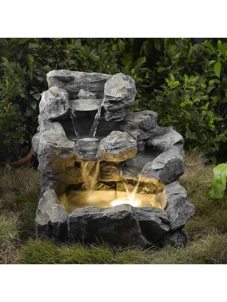 Jeco Rock Creek Cascading Outdoor Indoor Fountain with Illumination