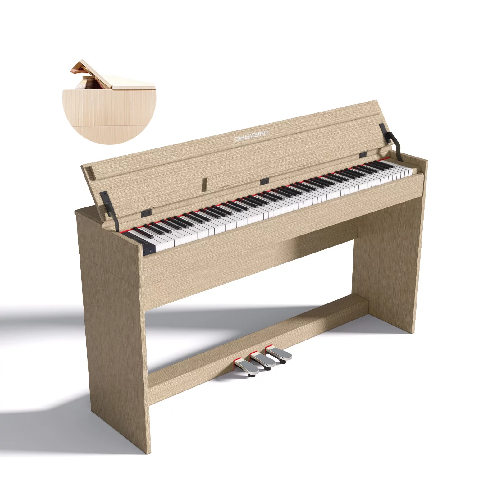 SHEIRIN Digital Piano 88 Key Weighted Stand Cover Hammer Electric Keyboard Pedal Beginner SR-CH80(Beige Color)