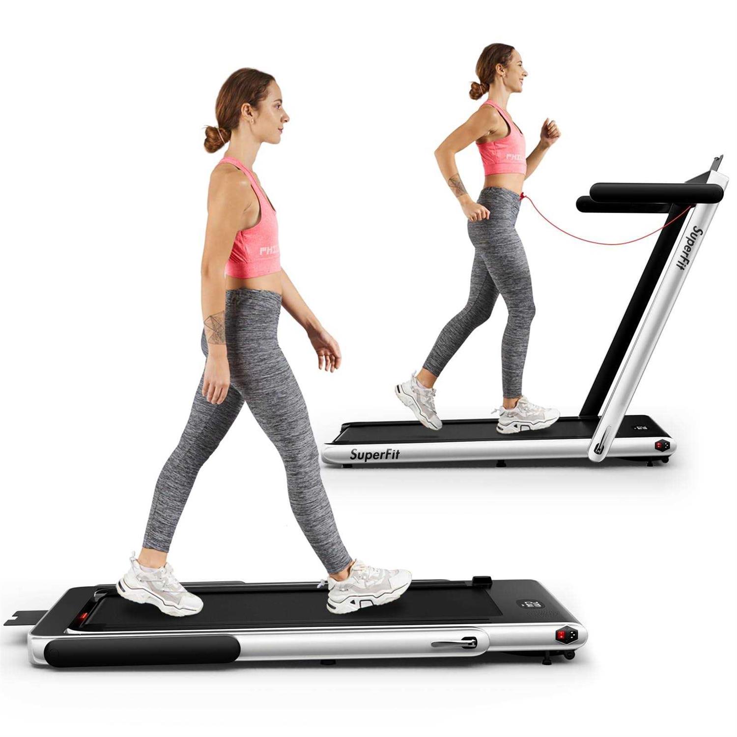 Goplus 2 in 1 Folding Treadmill, 2.25HP Superfit Under Desk Electric Treadmill, Installation-Free Control and LED - Sports Supplies Online Store