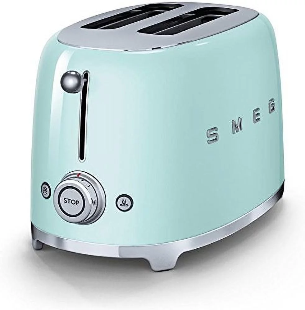 Smeg TSF01PGUS 50's Retro Style Aesthetic 2 Slice Toaster, Pastel Green