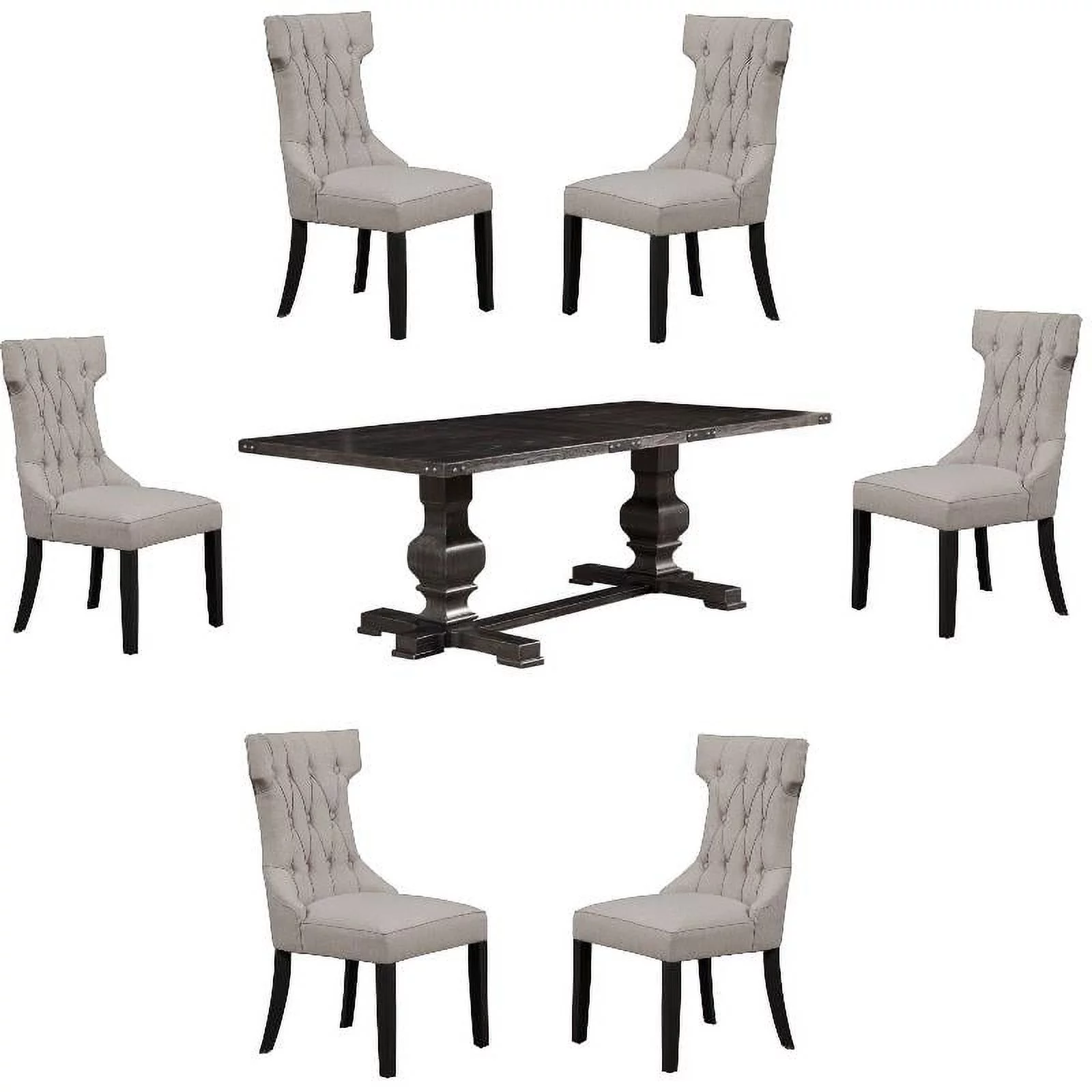 Home Square 7 Piece Dining Set with Dining Table and 6 Chairs in Dark Oak