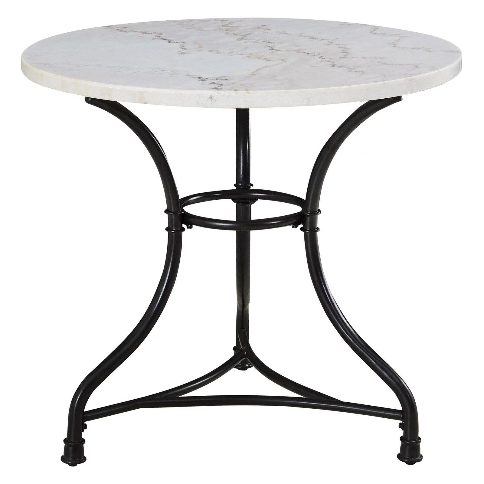 Steve Silver Claire Round Marble Top Cafe Dining Table in White/Black