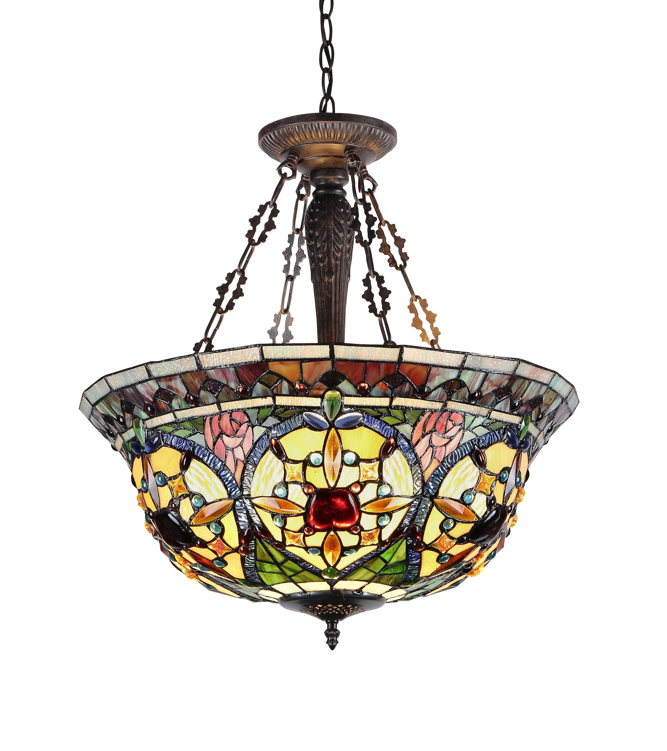 RADIANCE Goods Tiffany-Style 3 Light Victorian Inverted Ceiling Pendant 22" Shade