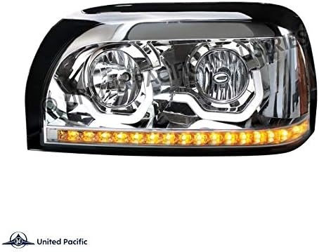 United Pacific 31203 Freightliner Century Chrome Projection Headlight W/LED Turn Signal & Light Bar -Driver