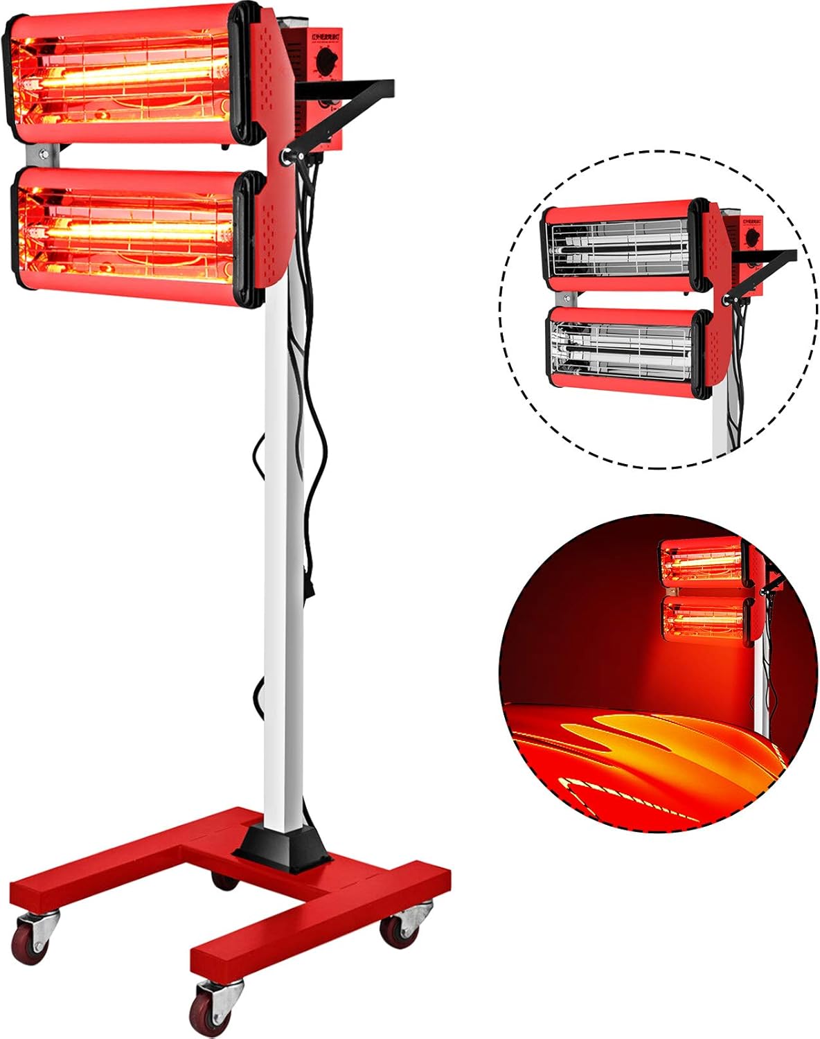 Bestauto 2000W Baking Infrared Paint Curing Lamp Short Wave Infrared Heater Car Bodywork Repair Paint Dryer/Stand