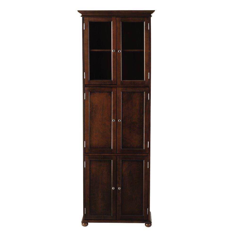 Home Decorators Collection Hampton Harbor Tall Cabinet with 25 in. W in Sequoia Finish, Brown