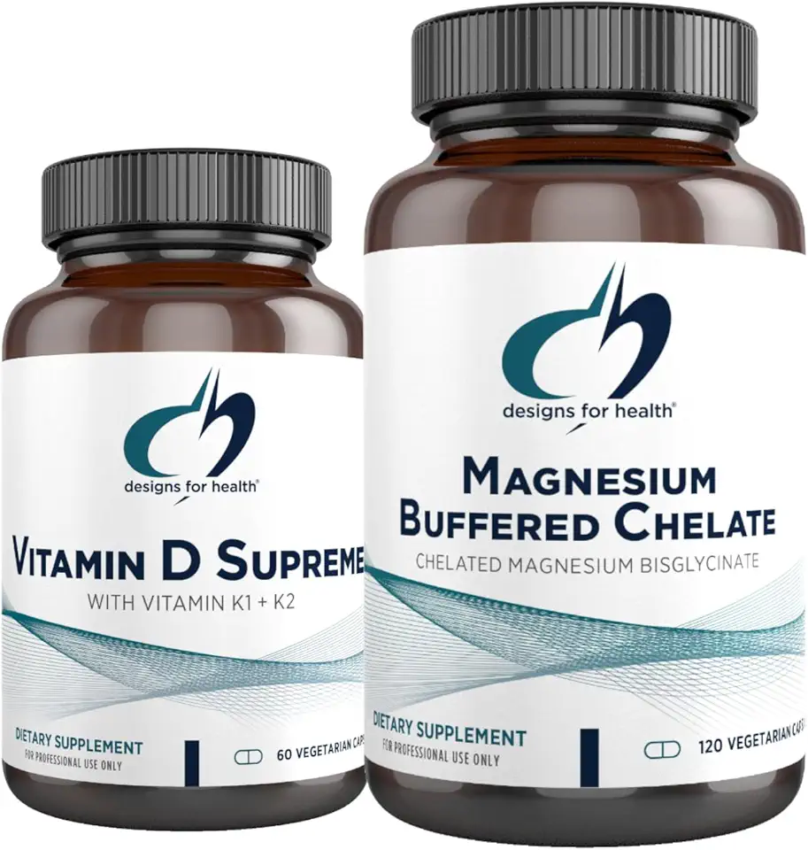 designs for health Vitamin D Supreme (60 Capsules) + Magnesium Glycinate Complex (180 Capsules) Bundle