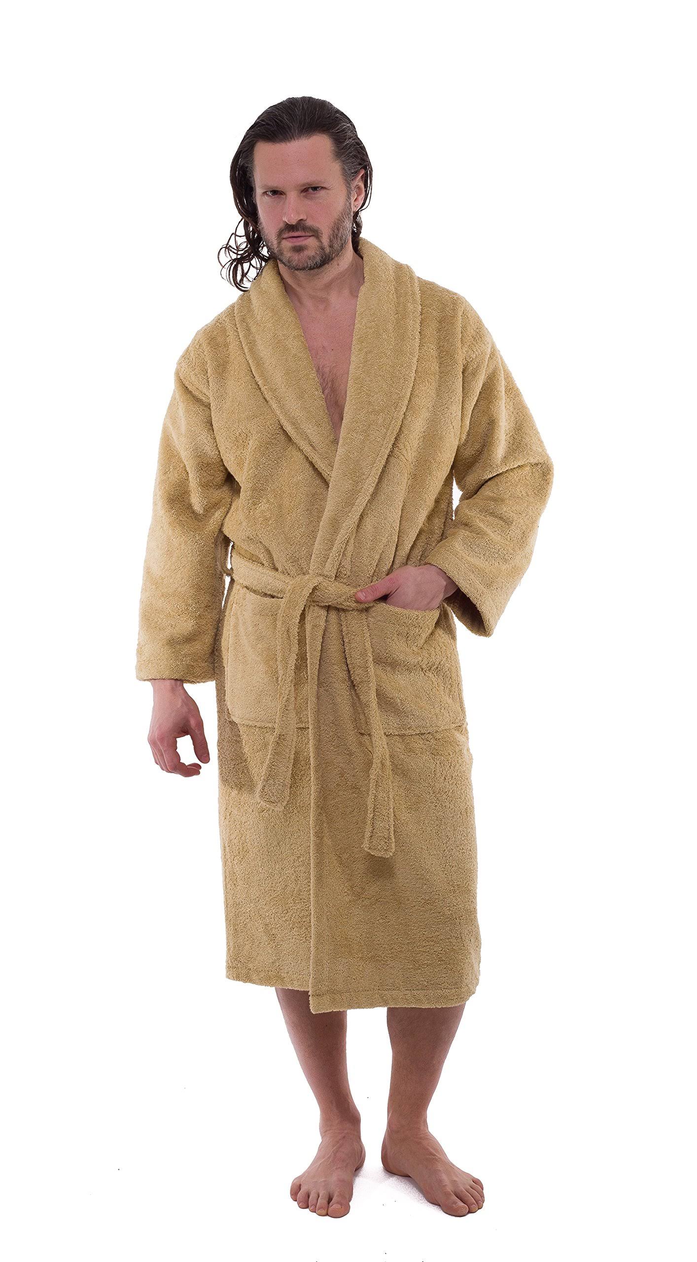 Salbakos Large Turkish Cotton Terry Bathrobe in Beige