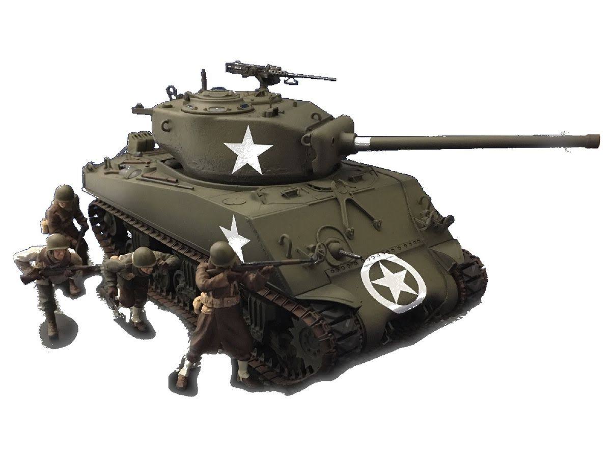 Asuka 35-048 M4A3 (76)W Sherman Tank w/ 4 Figures 1/35 Scale Model Kit