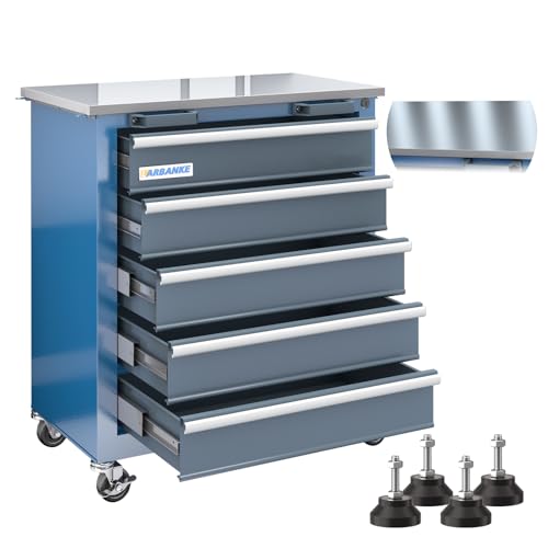 5-Drawer Tool Chest,Rolling Tool Chest on Wheels,Rollin Tool Cabinet with Locking System and Stainless Top, Tool Box with Drawer Liners