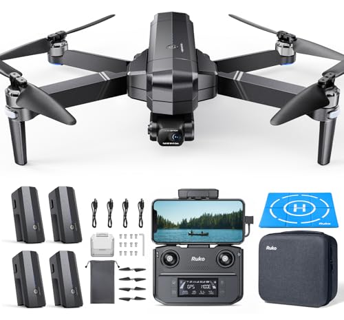 Ruko U11PRO First Drone with Camera for Adults, 4K UHD, FAA Remote ID Comply, 52 Mins Fly Time 2 Batteries, GPS Auto Return, Indoor-Outdoor Mode