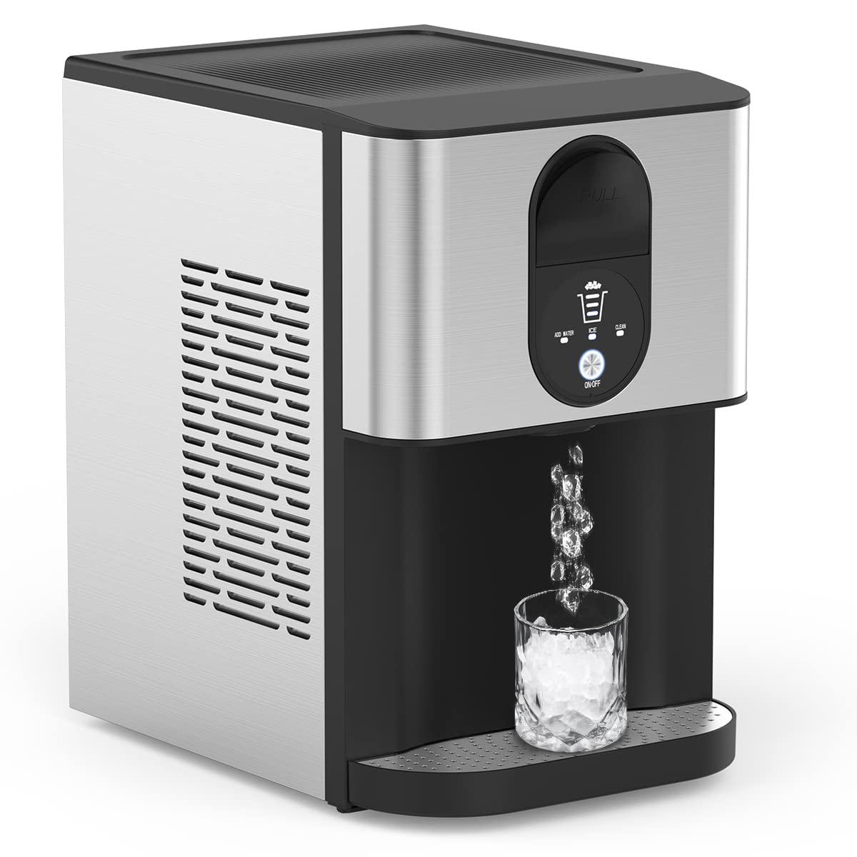 Kndko Self Dispensing Countertop Nugget Ice Maker, Nugget Ice Maker Countertop, 55lbs/24H,Pebble Ice Maker with Self-Cleaning