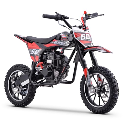Hoverheart Gas Dirt Bike, 50cc 4-Stroke Gas Powered Kids Off Road Motorcycle (Model-DB4S004) with Off-Road Tire, Suspensions, Disc Brakes