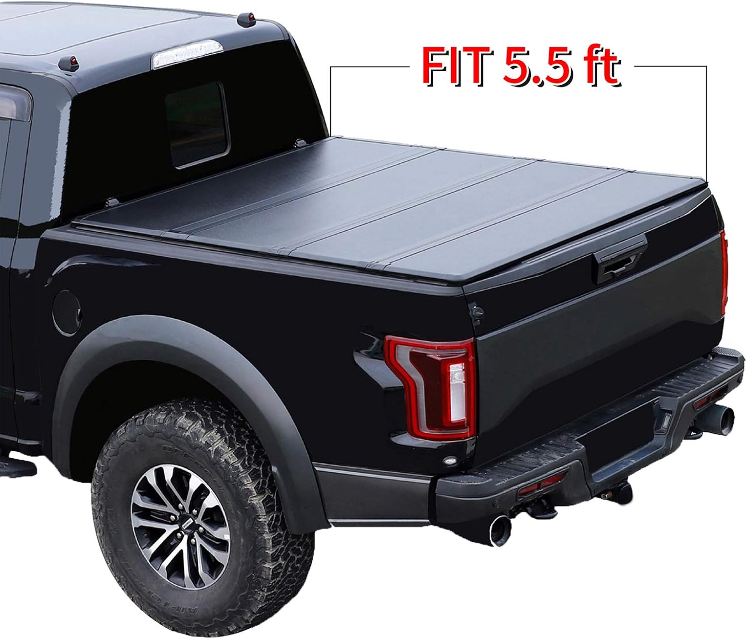 AUTOSTARLAND 5'5" Hard Fiberglass Quad Fold Truck Bed Tonneau Cover | 6899012 | Fits for 2015-2022 F150 Fourth Fold Styleside
