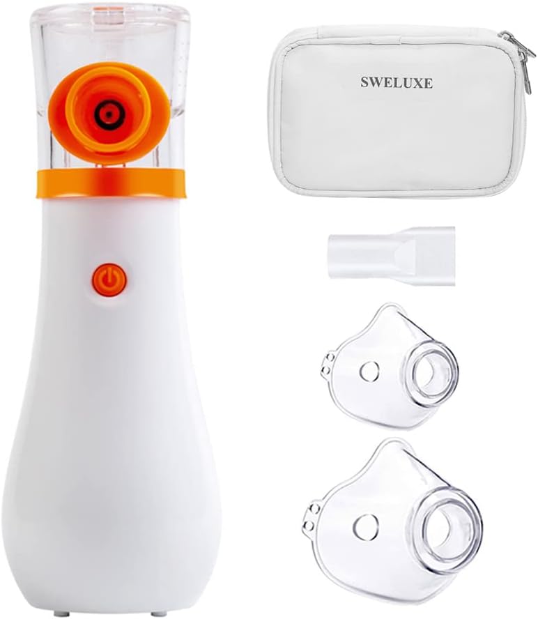 Sweluxe Portable Nebulizer for Kids and Adults, Handheld Personal Steam Inhaler Nebulizer Machine with 3 Speed Modes(Including Carrying case)