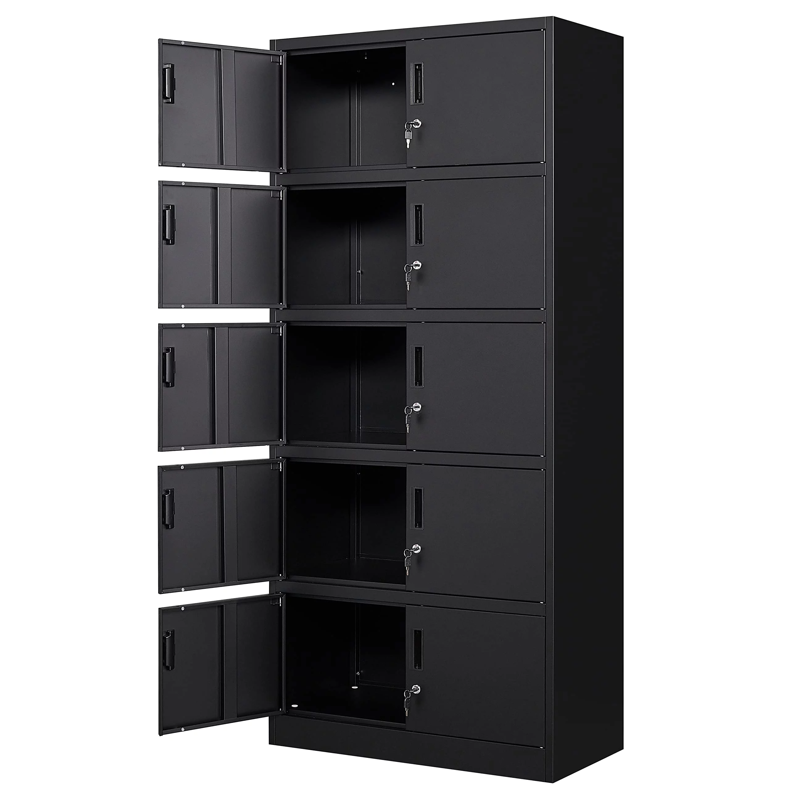 STANI STANI Metal Storage Cabinet with Lock - 71" Garage Storage Cabinet with 10 Locking Doors, Black Steel Lockable Tool Cabinet for Office,Home