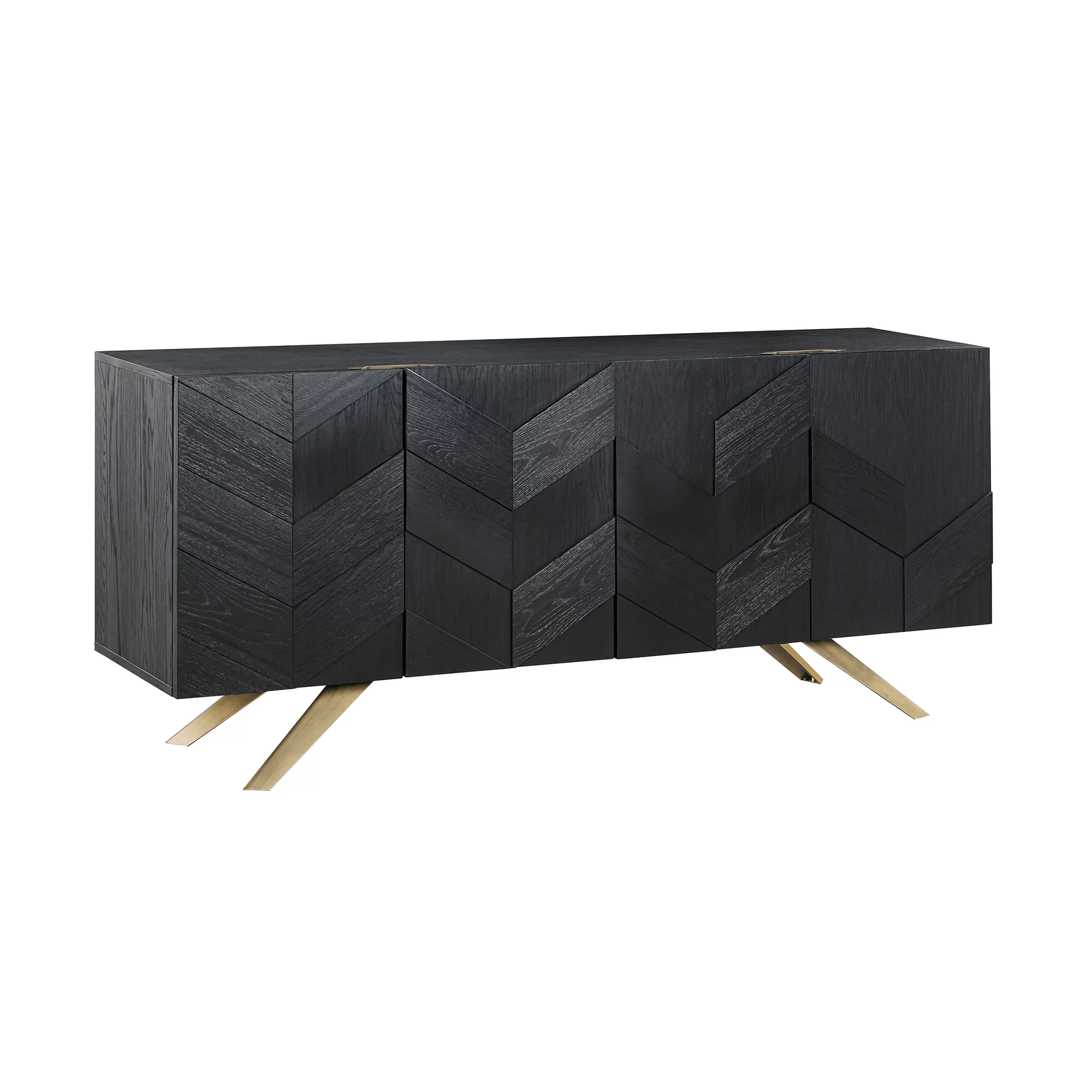 Armen Living Lombard 4-Door Modern Wood Sideboard Buffet in Black Brushed