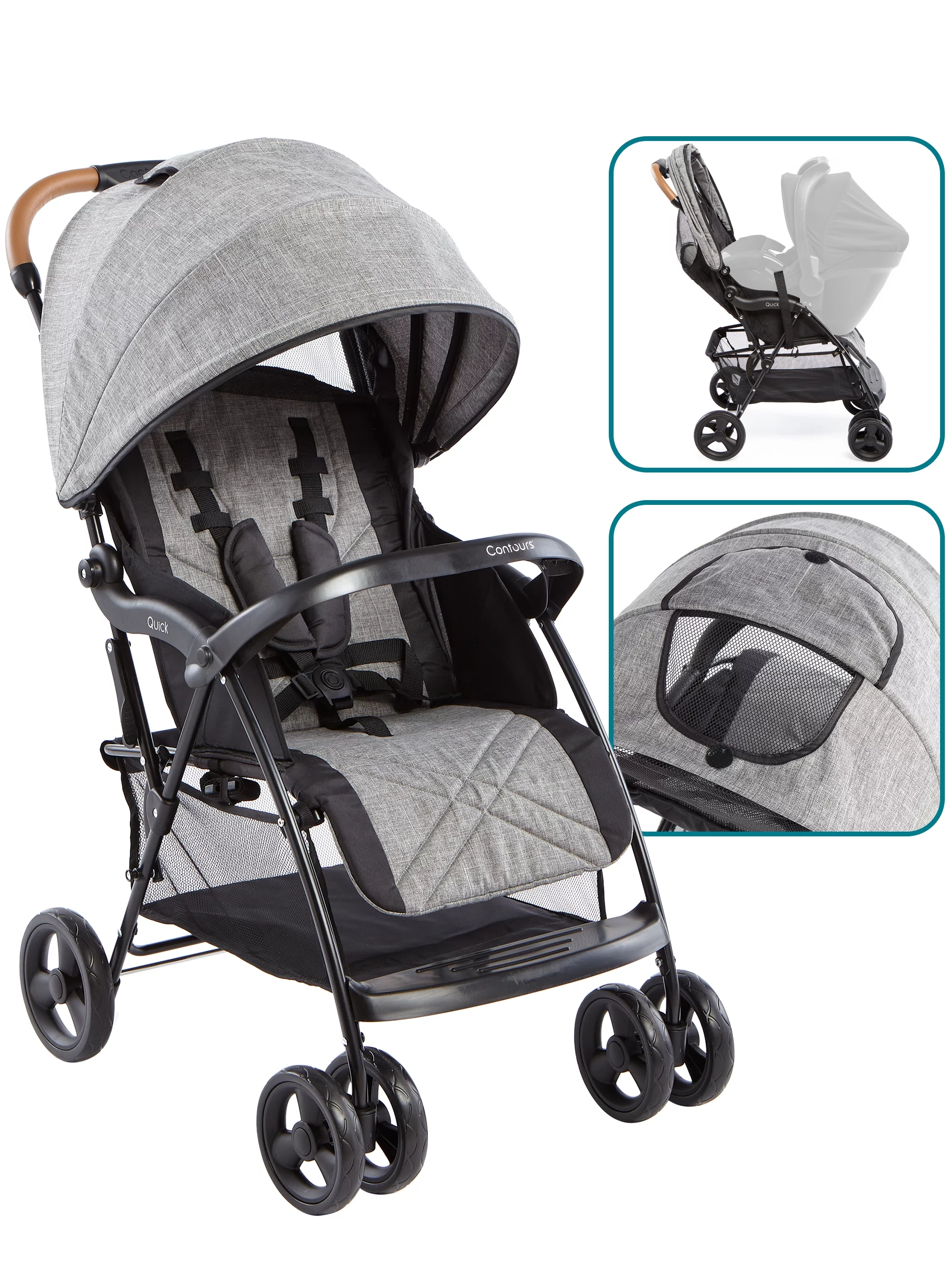 Contours Quick® Lightweight Travel Stroller, Compact Newborn Stroller, Gray