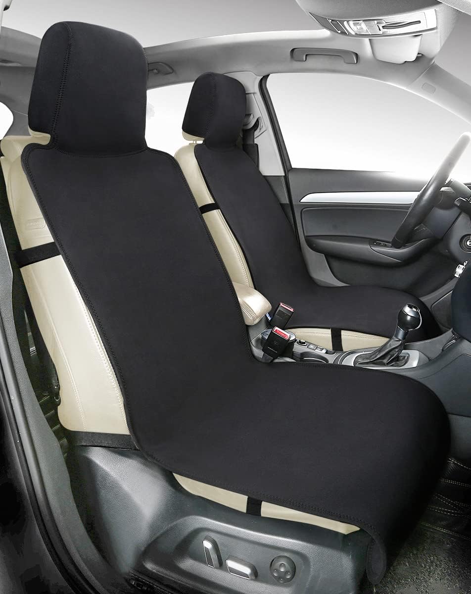 PONYJOYUP Waterproof and Dustproof Neoprene Car Seat Cover 2PCS Front, Foldable Universal Automotive Vehicle Seat Cover